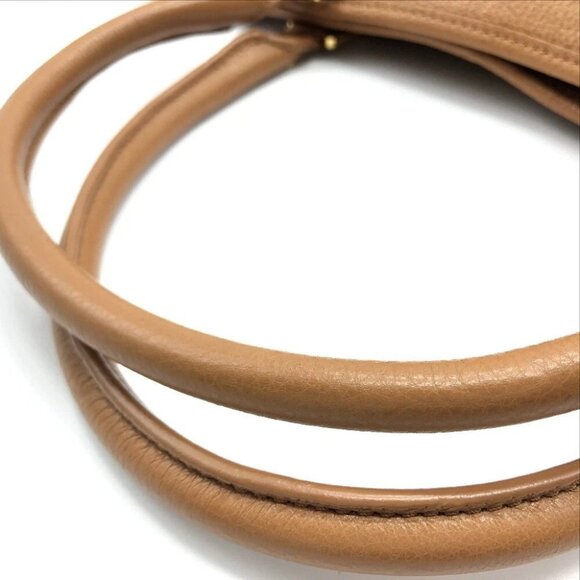 TORY BURCH Amanda Hand Bag Shoulder Bag Tote Bag Leather Camel Brown - Picture 7 of 13